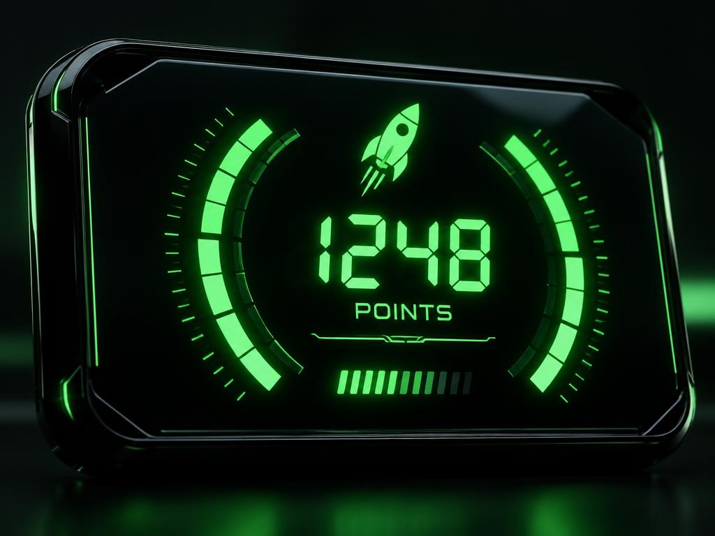 Glowing rewards points screen